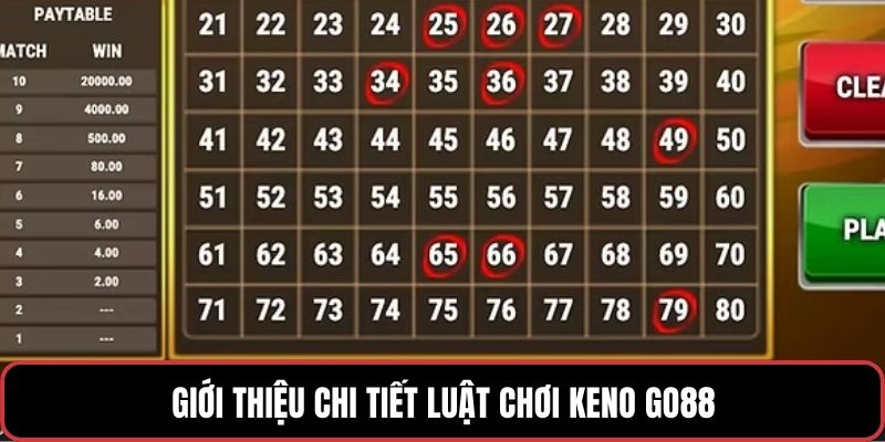 Giới thiệu chi tiết luật chơi Keno GO88